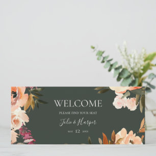 Bogundy Floral Green Hanging Seating Chart Header