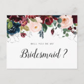 Bogundy floral is mijn Bridesmaid-kaart Uitnodiging Briefkaart (Voorkant)