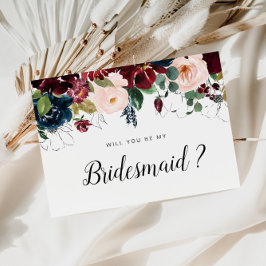 Bogundy floral is mijn Bridesmaid-kaart Uitnodiging Briefkaart