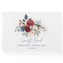 Bogundy Floral Script Botanical Wedding