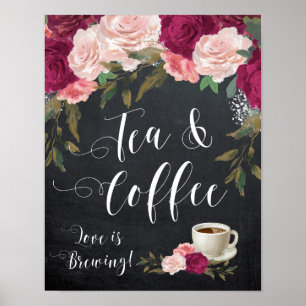 bogundy floral tea en koffiebrander poster