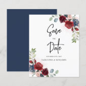 Bogundy Floral Wedding Budget sparen de datum (Voorkant / Achterkant)