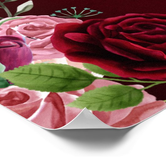 Bogundy floral welkomstteken poster (Hoek)