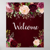 Bogundy floral welkomstteken poster (Voorkant)
