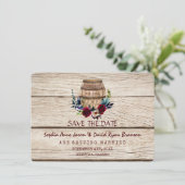 Bogundy Floral Wine Barrel Herfst Save the Date (Staand voorkant)