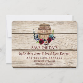 Bogundy Floral Wine Barrel Herfst Save the Date