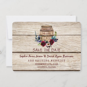 Bogundy Floral Wine Barrel Herfst Save the Date