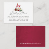 Bogundy Floral Wine Tasting Vrijgezellenfeest Informatiekaartje (Voorkant / Achterkant)