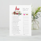 Bogundy Floral Wine Tasting Vrijgezellenfeest Kaart (Staand voorkant)