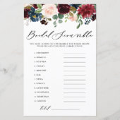 Bogundy Floral Word Scramble Vrijgezellenfeest Gam (Voorkant)