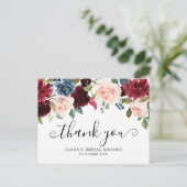 Bogundy Florals Botanisch Vrijgezellenfeest Dank u Briefkaart (Staand voorkant)