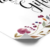 Bogundy Flowers Cards en Gifts Table Wedding Poster (Hoek)