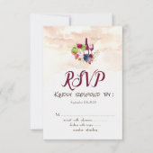 Bogundy Flowers Wine Tasting Waterverf RSVP Kaart (Voorkant)