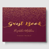 Bogundy Gold confetti script Gastenboek (Voorkant)