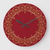 Bogundy & Gold Floral Mandala Grote Klok (Voorkant)
