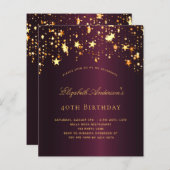 Bogundy Gold-uitnodiging voor verjaardagsfeest (Voorkant / Achterkant)