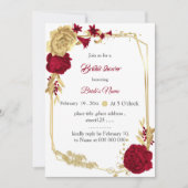 bogundy & goudbloemen geometrisch vrijgezellenfees kaart (Voorkant)