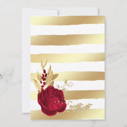 bogundy & goudbloemen geometrisch vrijgezellenfees kaart (Achterkant)