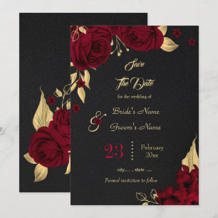 bogundy & goudfloral black , met uitzondering van save the date