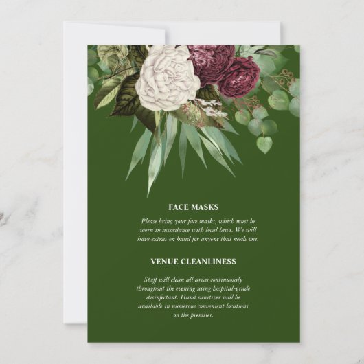 Bogundy green roos floral dark moody greenery Kaart (Achterkant)