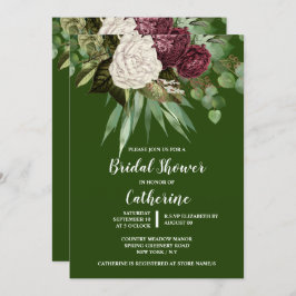  Bogundy green roos floral dark moody greenery  Kaart