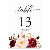 Bogundy Marsala Wedding Table Numbers Kaart (Voorkant)