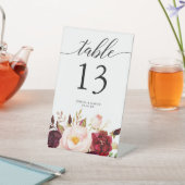 Bogundy Marsala Wedding Table Numbers Reclamebord Met Voetstuk (Insitu)