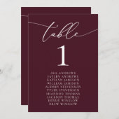 Bogundy minimalistisch weddenschapsnummer kaart (Voorkant / Achterkant)