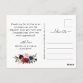 Bogundy Navy Eucalyptus Roos Floral bedankt Briefkaart (Achterkant)