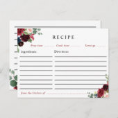 bogundy navy floral recept card briefkaart (Voorkant / Achterkant)
