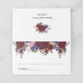 Bogundy Navy Floral Table Number Weddenschap Plaatskaartje (Buitenkant ongevouwen)