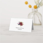 Bogundy Navy Floral Table Number Weddenschap Plaatskaartje (Achterkant)