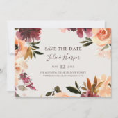Bogundy Oranje Floral Beige Horizontal Save The Date (Voorkant)