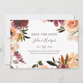 Bogundy Oranje Floral Horizontal Save the Date