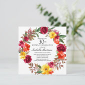 Bogundy Oranje Gele Floral met 30e verjaardag Kaart (Staand voorkant)