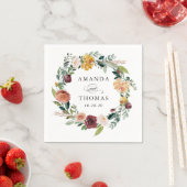 Bogundy Oranje najaar Herfst Floral Wreath Wedding Servet (Insitu)