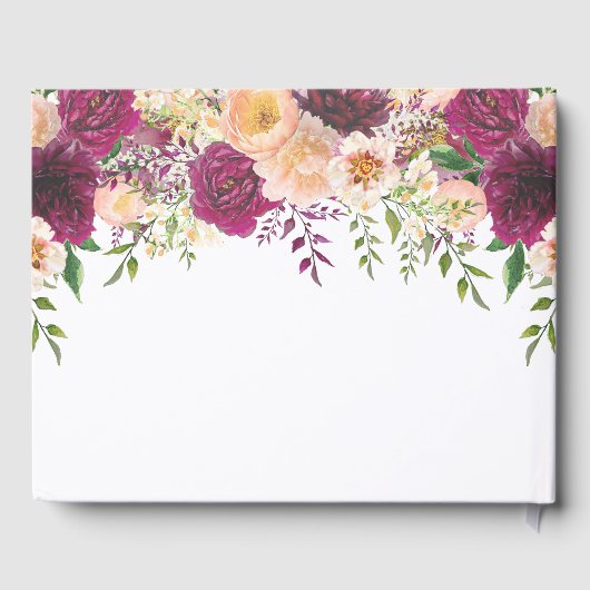 Bogundy Peach Floral Script in Loating Memory Gastenboek (Achterkant)