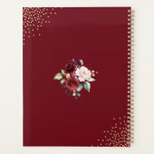 Bogundy Peach Floral Waterverf Gold Foil Wedding Planner (Achterkant)