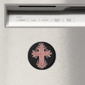 Bogundy Pink Cross  Kunst Ronde Magnet! Magneet (Insitu (Vaatwasser))