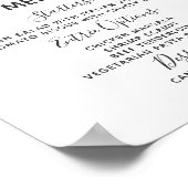 Bogundy & Pink Floral Wedding Menu Table Sign Poster (Hoek)