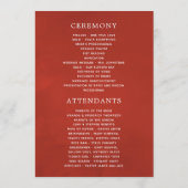 Bogundy Red en Gold Floral Wedding Programmakaart (Achterkant)