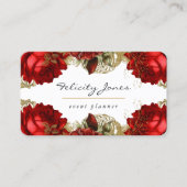 Bogundy Red en gouden Floral Visitekaartje (Voorkant)