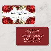 Bogundy Red en gouden  Floral Visitekaartje (Voorkant / Achterkant)