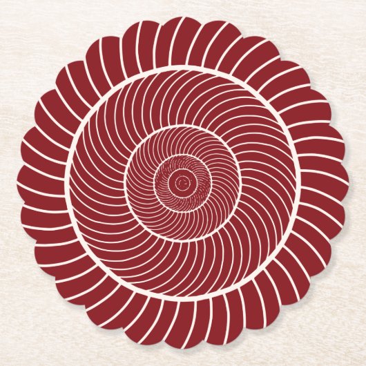 Bogundy red roomspiraal-slakkenfibonacci-sequentie kartonnen onderzetters (Voorkant)