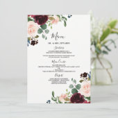 Bogundy Red Wine Waterverf Floral Alle Occasies Menu (Staand voorkant)