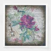 Bogundy Roos Botanische Grunge Ephemeral Decoupage Servet (Voorkant)