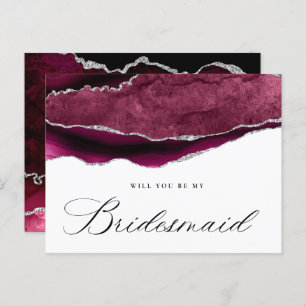Bogundy Silver-agate zal je mijn Bridesmaid zijn  Uitnodiging Briefkaart
