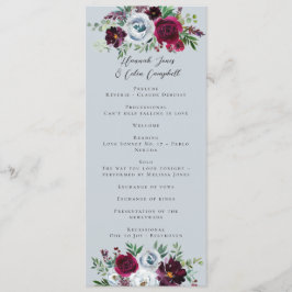 Bogundy Silver Grey Rozen Botanisch Programmakaart