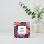 Bogundy Spring Flowers Oranje Paars Professional Vierkante Visitekaartje (Staand voorkant)