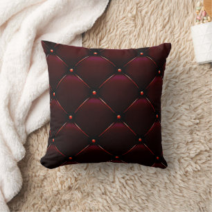 Bogundy Tufted Leather Print Thow Pillow Kussen